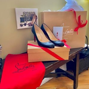 Louboutin Simple Pump 85 Nappa Shiny Black, size 38.